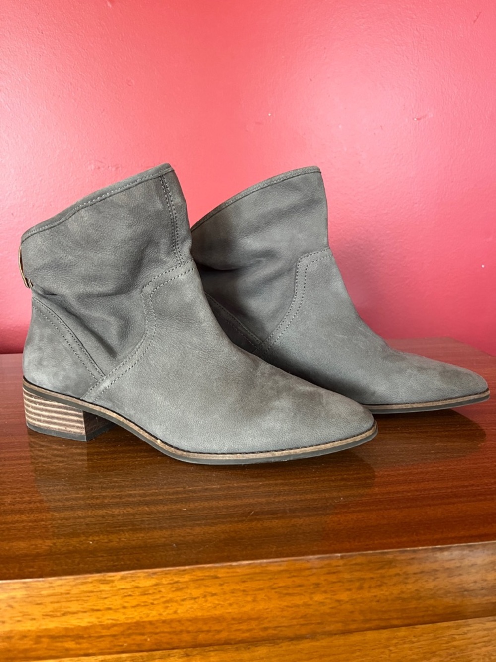 Wore once Lucky Brand Gray Suede Ankle Booties